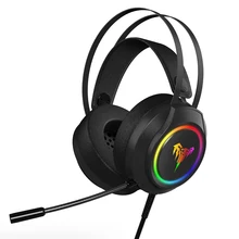 Wired Headphones Gaming-Headset Bass-Gamer with Mic-Volume-Control RGB Backlit Professional