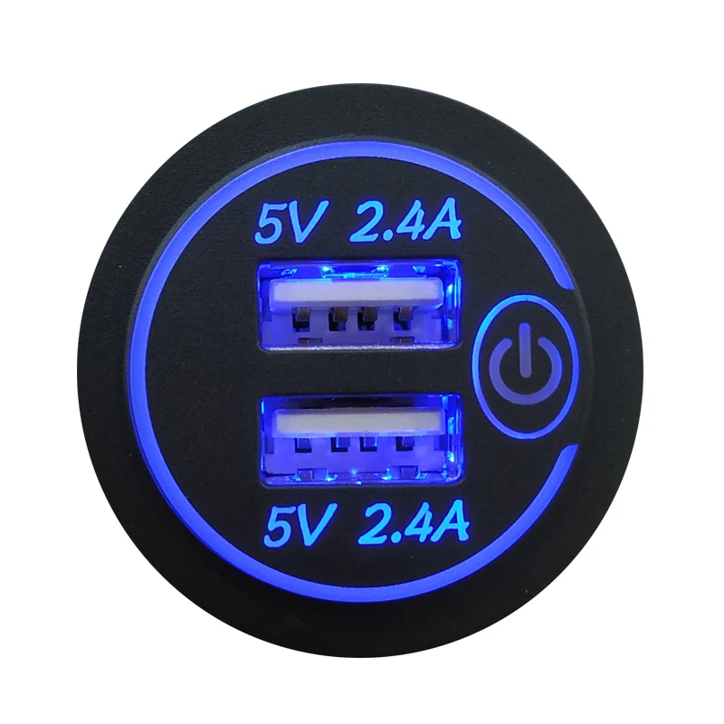 DIY 4.8A двойной USB зарядное устройство розетка мощность выходной вольтметр 12-24 В Универсальный для автомобиля/лодки/мотоцикла/морской RV провода предохранитель DIY Kit - Название цвета: Синий