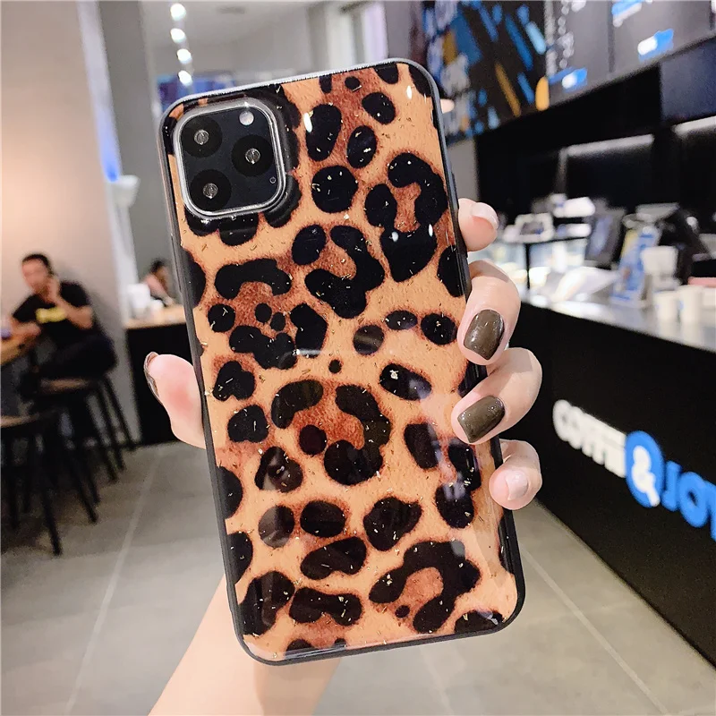Золотой Фольга леопардовый чехол для телефона для iPhone 11 11Pro Max X XS Max XR 7 8 6 6s Plus Мягкий Силиконовый ТПУ чехол блестящий чехол - Цвет: B