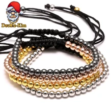 Плетеный браслет из медных бусин в стиле хип-хоп Рок уличная культура Плетеный Браслет-цепочка из медного сплава с бусинами мужской модный подарок для ювелирных изделий