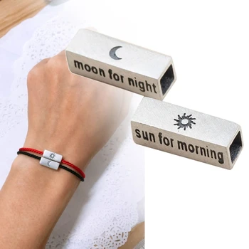 

2Pcs S925 Silver Sun and Moon Lover Tube Beads for Him and Her Jewelry Making X7YA