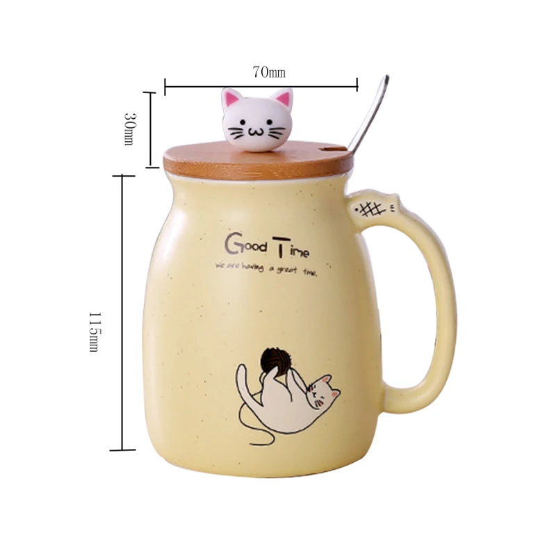 Цветная с крышкой чашка котенок молоко кофе керамическая кружка детская чашка мультяшная керамическая кружка кунжута кошка термостойкая чашка