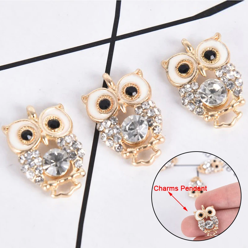 10 шт./компл. очаровательные модные подарок мягкая Розовая эмаль Стразы Сова Подвеска из сплава для творчества браслет Цепочки и ожерелья серьги ювелирные изделия аксессуары