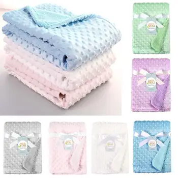 

Kid Soft Blanket Newborn Bedding Swaddle Wrap Infant Solid Color Comfortable Multifunction Double Layer Outdoor Stroller Blanket