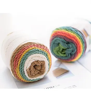 

Knitting Yarn For Knit ball of yarn Cotton Handmade Diy Wool 5 Strands of Rainbow Sweater Dyed Milk Cotton Blanket Material