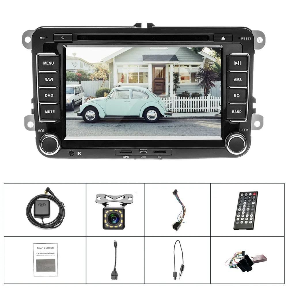 Автомобильный dvd-плеер Camecho, gps навигация, 2Din 7 дюймов, мультимедийный авто радио плеер, резервная камера, FM карта для Passat/POLO/GOLF/Skoda/Seat - Цвет: With 12LED Camera