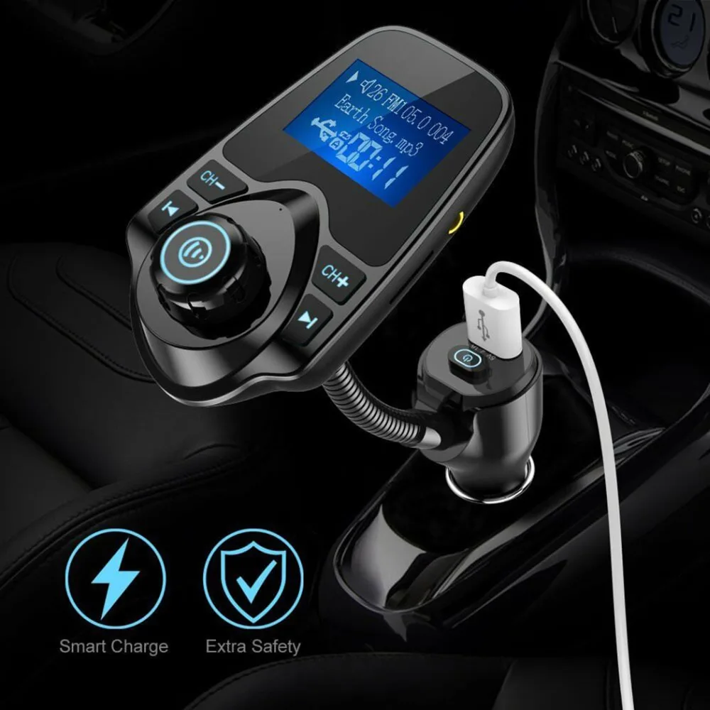 Bluetooth 5,0 Handsfree автомобильный комплект fm-передатчик Быстрый двойной USB зарядное устройство ЖК цифровой вольтметр TF карта U диск AUX плеер