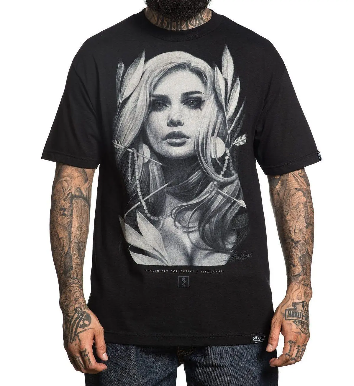 Угрюмая одежда стрелы Alex Sorsa Art t shirt черная Новая модная Стильная мужская футболка
