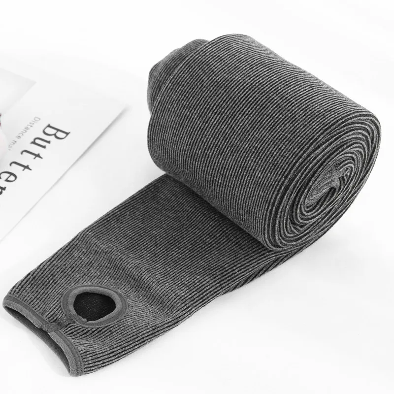 Spring, Autumn and Winter Plus Velvet Thickening Thread Cotton Vertical Stripes Wear Stepping Feet Women's Feet and One Pants