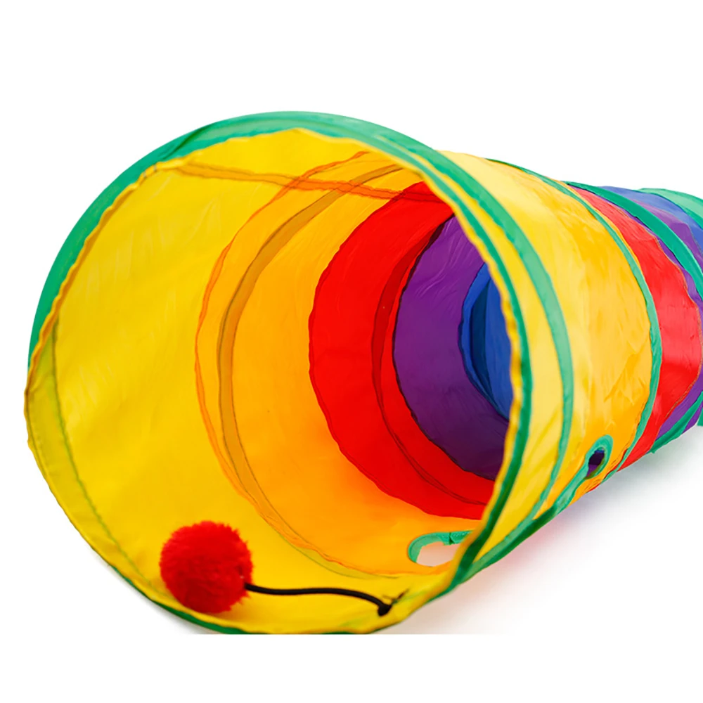 Hiding Resting Collapsible Cat Tunnel Road Cat Toys Kitty Tunnel Pompon Ball Cat Interactive Play Toy