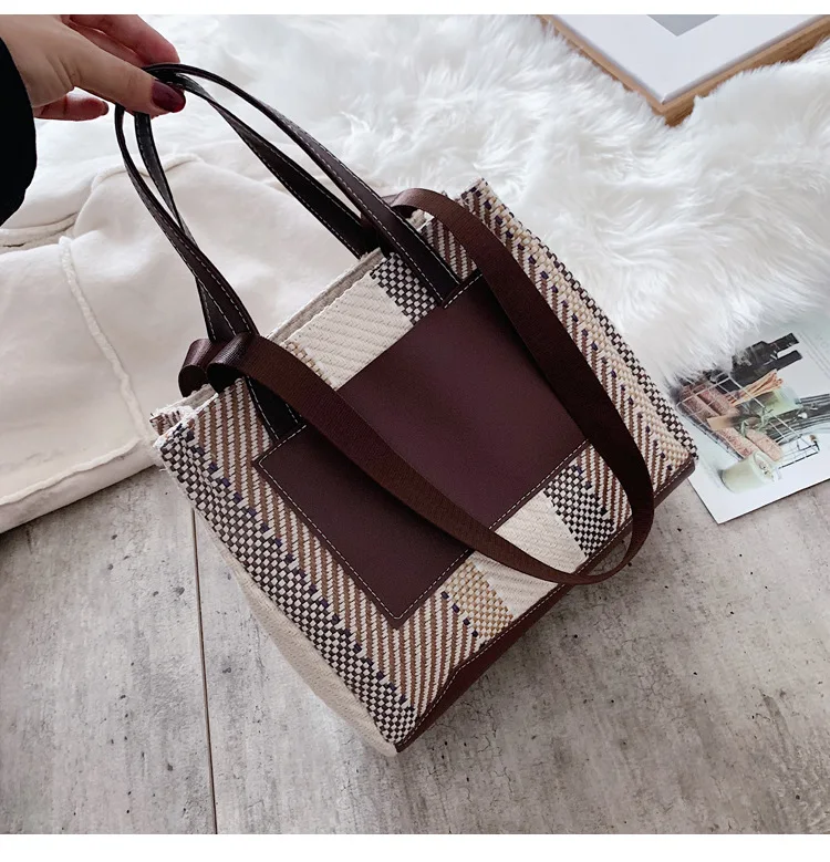 Женские повседневные сумки Tote тканая сумка для девочек-подростков большая сумка для покупок Женская дорожная сумка