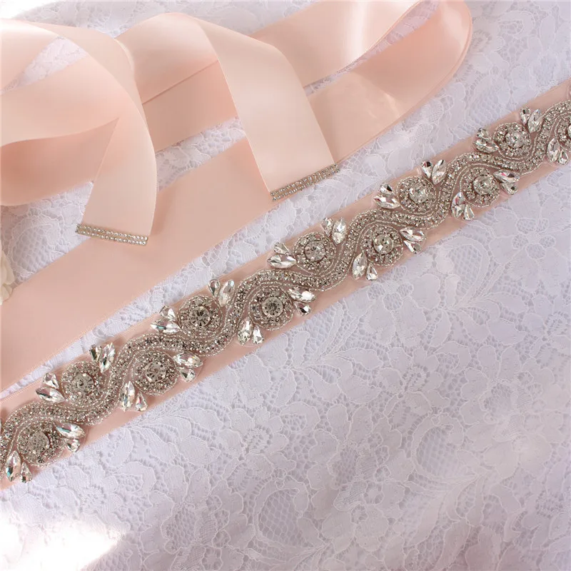 pearl powder Свадебный пояс с кристаллами, свадебный пояс с бриллиантами, свадебный пояс с жемчугом - Цвет: pearl powder