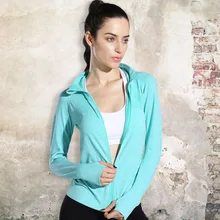 Весенне-летнее Новое Стильное спортивное пальто с длинными рукавами, дышащая быстросохнущая одежда для йоги, для похудения, для бега, фитнеса, одноцветная женская одежда
