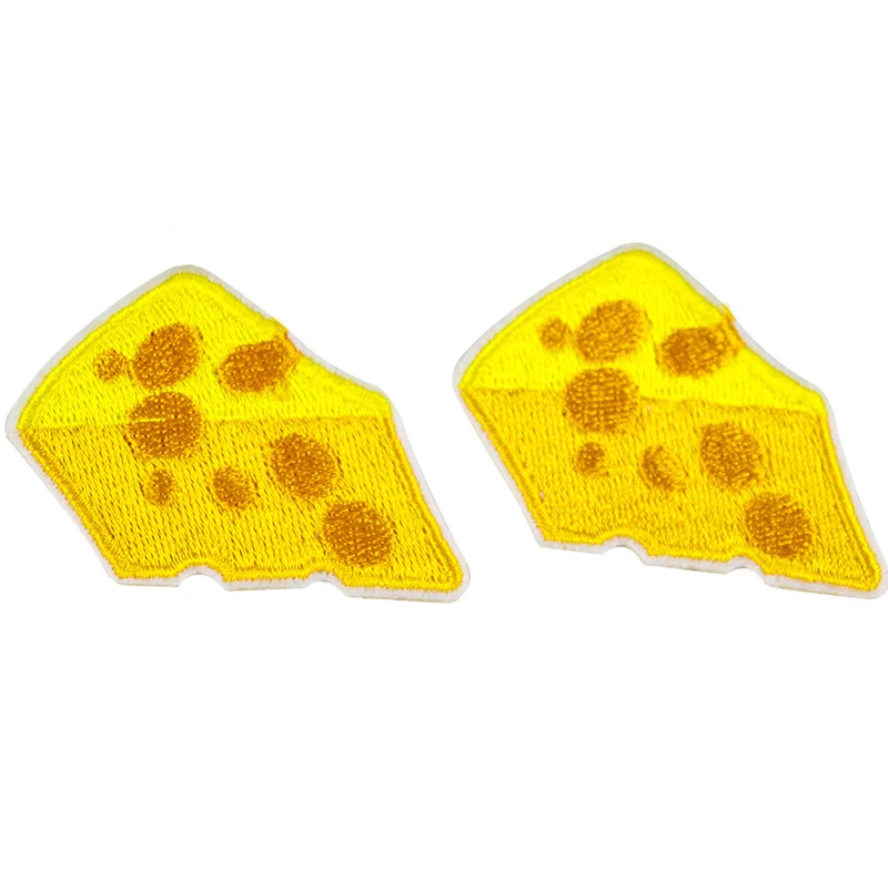 

2PCS Cheese Food Patch Iron on Transfers for Clothes Stickers Embroidery Applique DIY Patch T-shirt Jacket Sewing Decoration