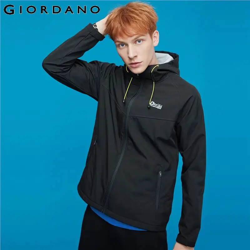 Giordano мужская ветровка с капюшоном и застежкой на молнии,выполнена в двух цветовых вариантах