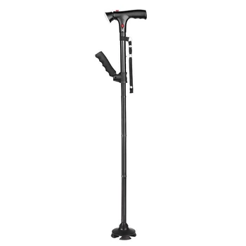 

Telescopic Folding Cane with LED Light Elderly Crutch Aluminum Alloy Cane Small Four-Legged Cane Best Gift for Old