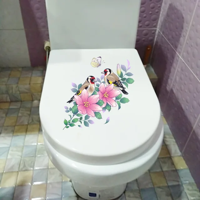 Zttzdy 24,1 Cm × 23,9 Goldfinch Virágos Ág Hálószoba Dekoráció Fali Matricák Klasszikus Wc-Matricák T2-1044 - Image 2