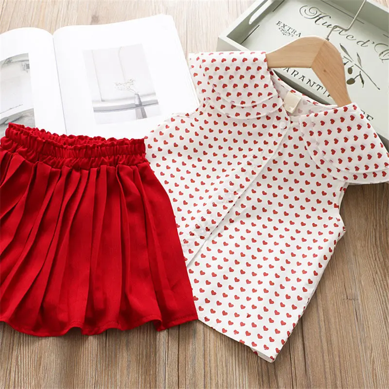 Bear leader/комплекты одежды для девочек г. Модные летние комплекты одежды для детей милая футболка+ платье с принтом куклы Одежда для девочек из 2 предметов - Цвет: AH026 red