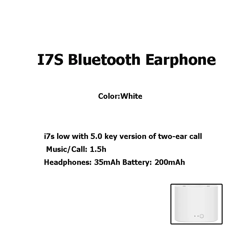 I12 TWS Bluetooth 5,0 беспроводные наушники спортивные стерео умные сенсорные наушники i7 TWS наушники-вкладыши Bluetooth наушники I9s музыкальный наушник - Цвет: i7s White