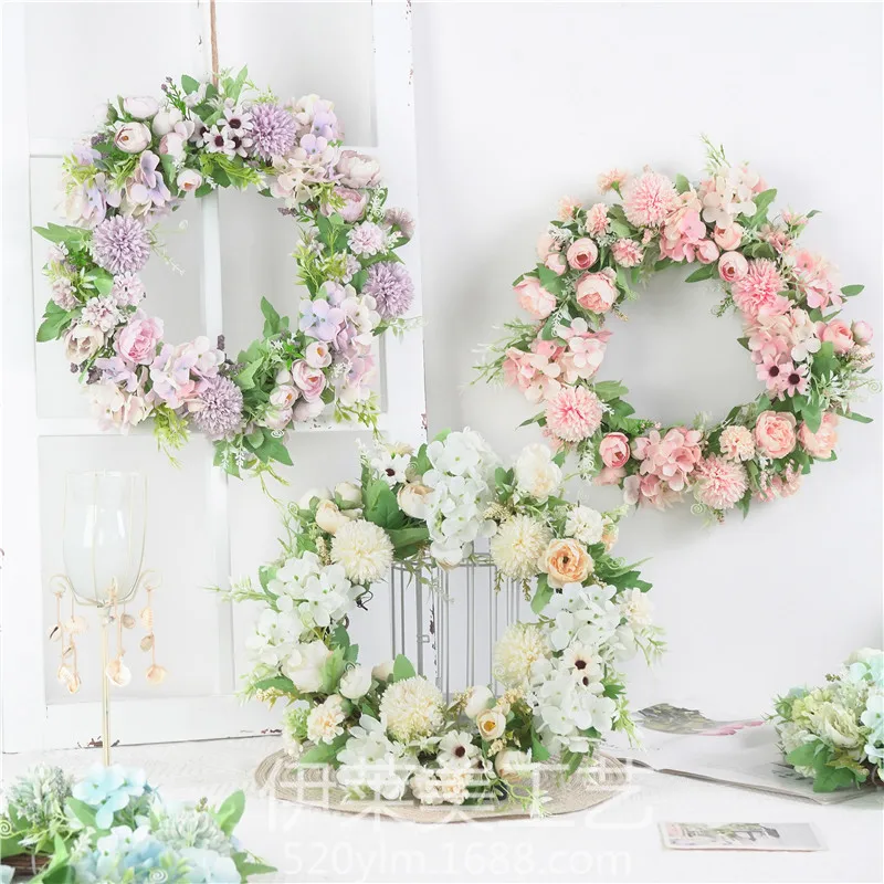 Artificial wreath door decoration flower wreaths decoration wedding hanging spring wreath ring round home decor