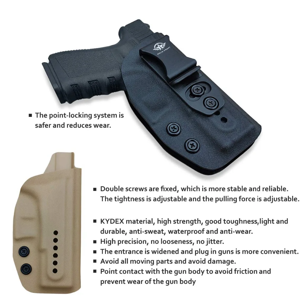Полюс. Ремесло IWB KYDEX кобура Glock 19 19X23 25 32 Cz P10 пистолет кобуры пояс носить Скрытая кобура Glock 19 Пистолет Чехол