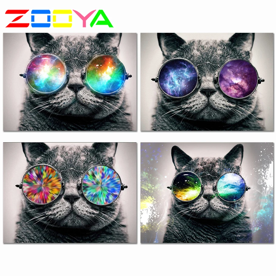 5D Diy кристальная абстрактная Алмазная вышивка кошка картина крутая 3D полные