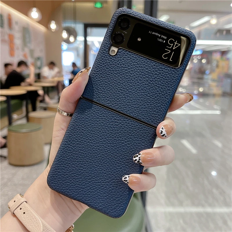 z flip3 cover Fashion Lychee pattern case for Samsung Galaxy Z Flip 3 Cover Anti-knock luxury PC Cases for Flip3 5G samsung flip3 case