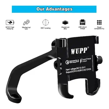 

Aluminum Alloy Motorcycle Mobile Phone Holder Waterproof QC3.0 Quick Charge Multifunction Rearview Mirror Holder