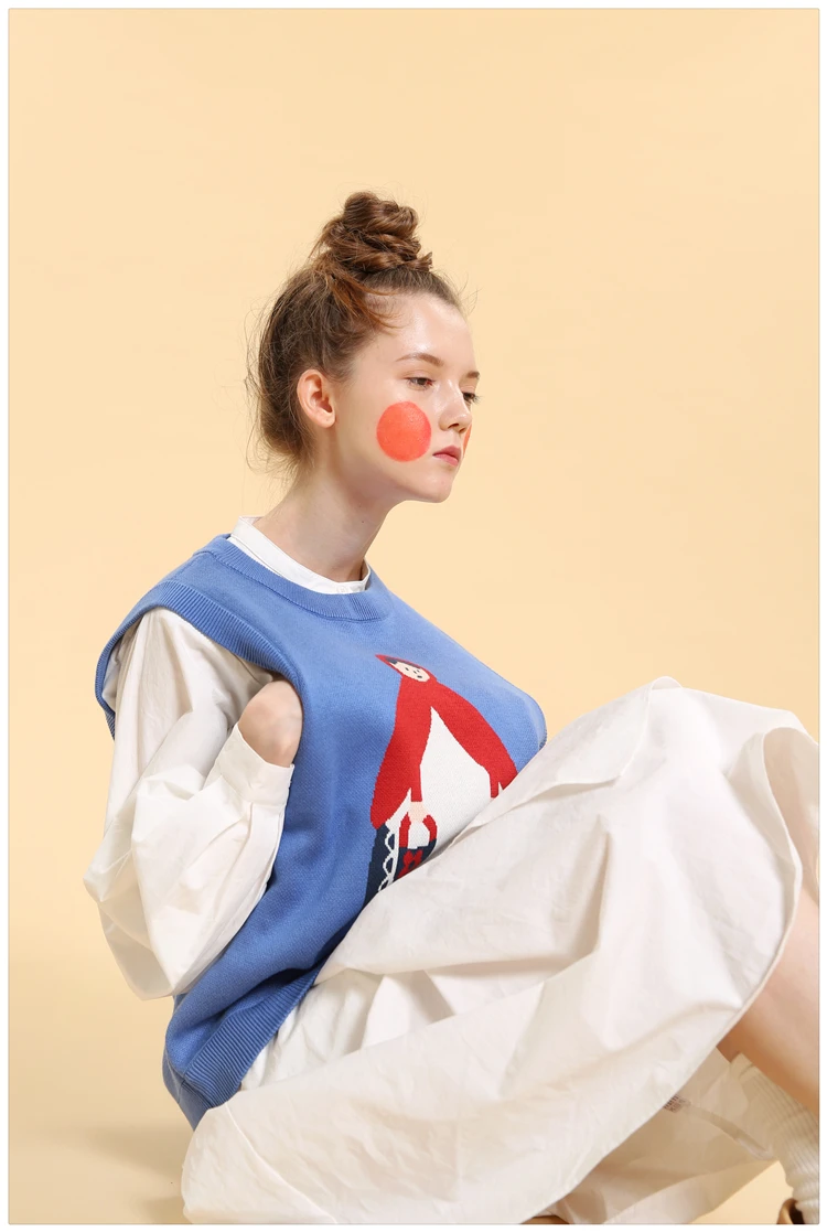 Harajuku стиль осень и зима жилет свитер толстый свитер женская одежда жаккардовый свитер Топ