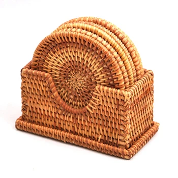 

6Pcs/Lot Creative Tea Coasters Set Cup Cushion Kungfu Tea Accessories Tableware Placemat Saucer Rattan Weave Cup Mat Pad Holder