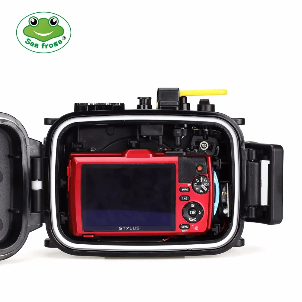SeaFrogs TG4 60m/195ft Underwater Diving Waterproof Housing Camera Case for Olympus TG-4 Waterproof Camera Bags with Red Filter