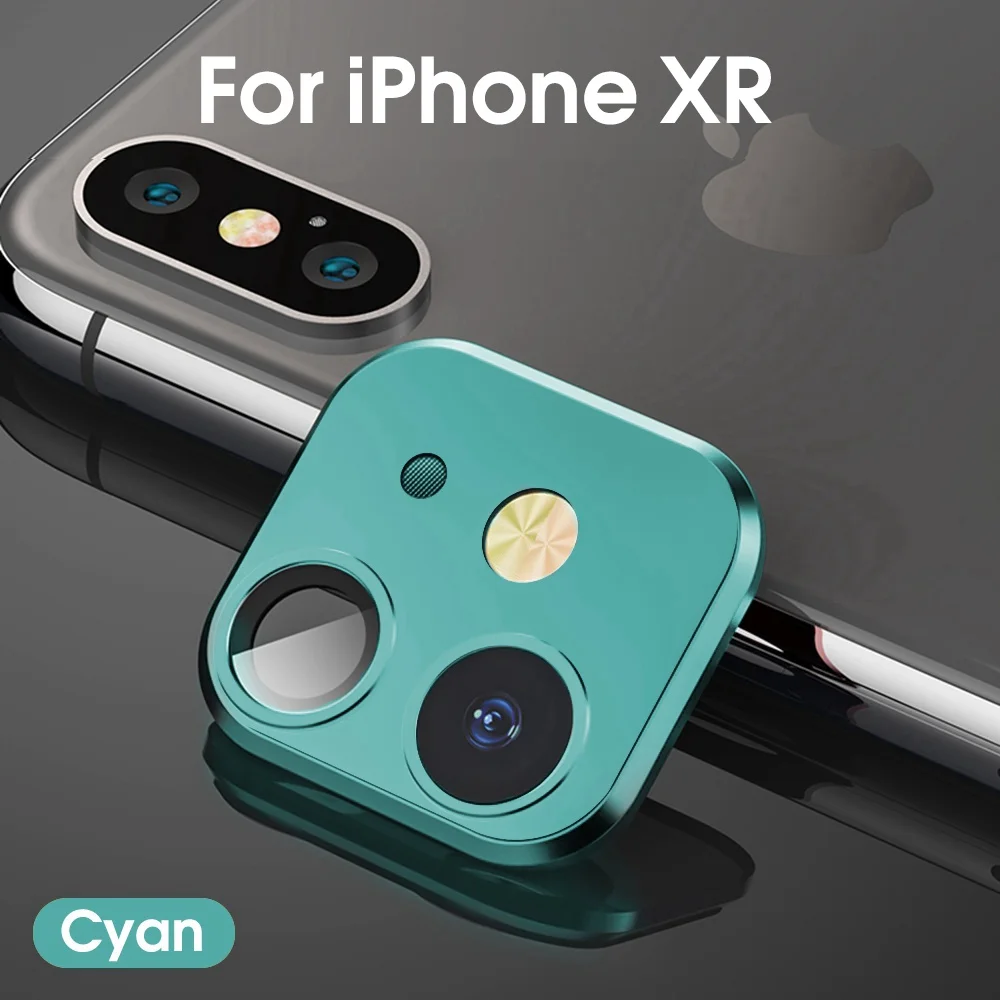 Стекло для камеры для iPhone 11 Pro Max, наклейка на объектив, пленка для iPhone X XS XR, металлическая камера для телефона, алюминиевая защитная пленка для iPhone XR - Цвет: Green For XR