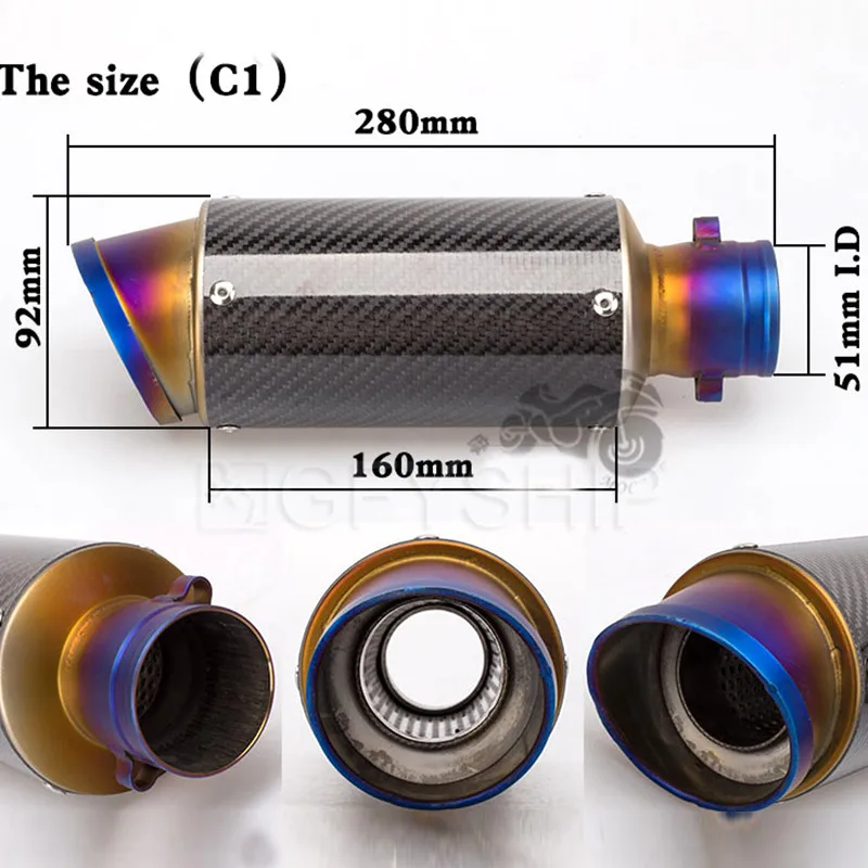 FZ 6 мотоциклетная выхлопная труба akrapovic глушитель велосипед ямы спасательная мото система для FZ6 универсальный все годы 36-61 мм скутер - Цвет: 36-51 SC Sticker H