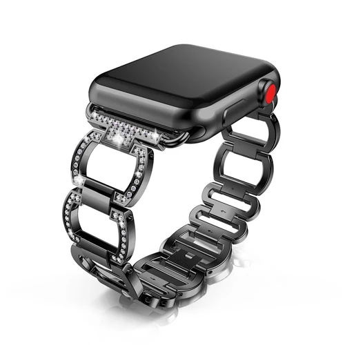 Diamond, сопутствующий браслет, ремешок для apple watch 5/4/3/2/1 apple watch 38 мм, ремешок, 40 мм 42 44 мм наручных часов iwatch, ремешок Стразы wristbelt - Цвет ремешка: black