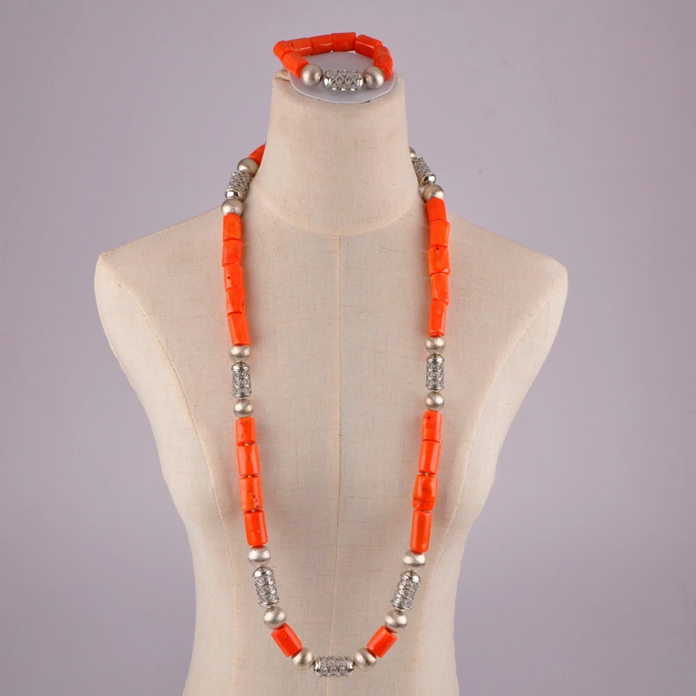 Оранжевый натуральный Коралловые украшения из бисера в нигерийском стиле для