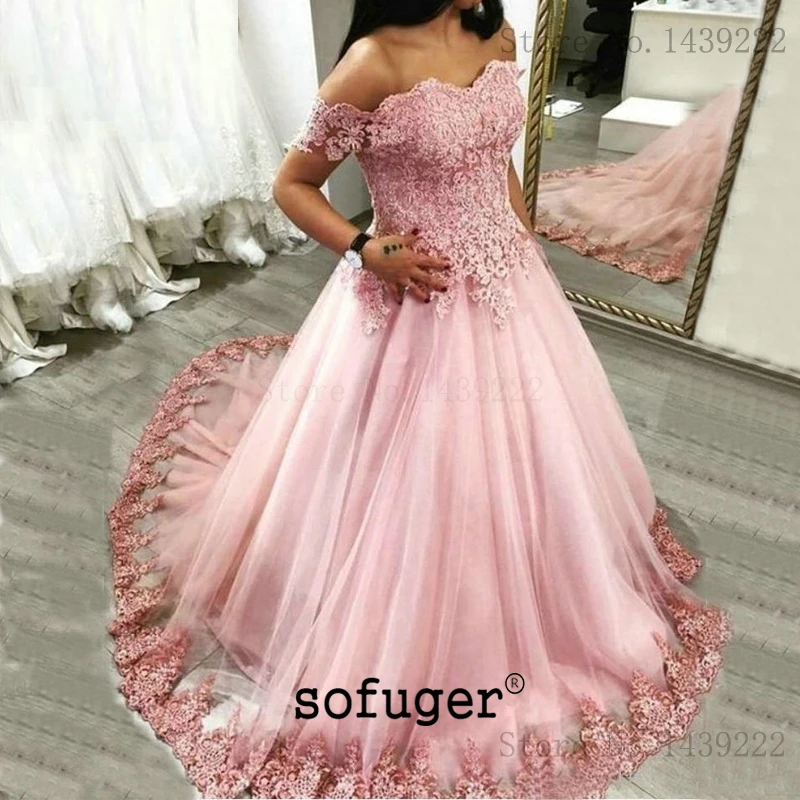 Roze Meisje Tule Avondjurken Prom Simple Off De Schouder Lange Arabisch Speciale Gelegenheid Robe De Soiree Plus Roze Meisje Tule Avondjurken Prom Simple Off De Schouder Lange Arabisch Speciale Gelegenheid Robe De Soiree Plus