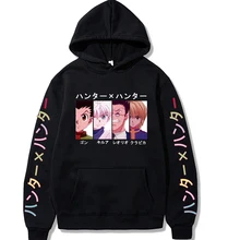 Sudadera con capucha de Anime Hunter X Hunter para hombre y mujer, ropa de calle de gran tamaño con Manga Kawaii Killua Zoldyck, color negro, estilo Harajuku, a la moda