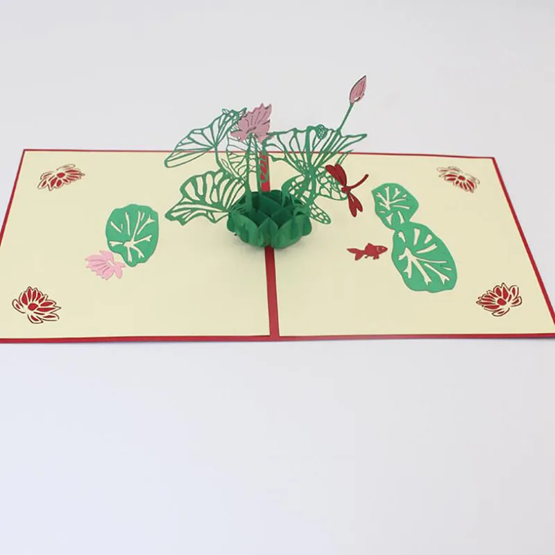 Резьба по бумаге поздравительная открытка Сделай Сам лист лотоса 3D День учителя благословение Праздник середины осени ручной работы креативный стереоскопический