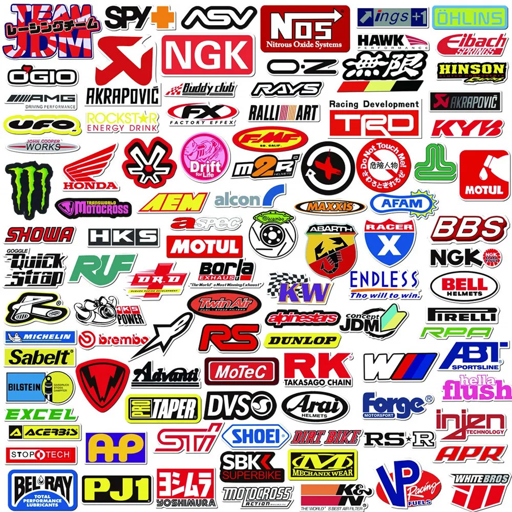 

103PCS Racing Car Stickers Car Styling JDM Waterproof Sticker to DIY Motocross Racing Helmet Skateboard Bicycle Laptop Luggage