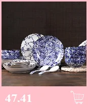 Adeeing 40 шт./компл. элегантные Керамика набор столовой посуды из цветков персикового дерева узор посуда набор