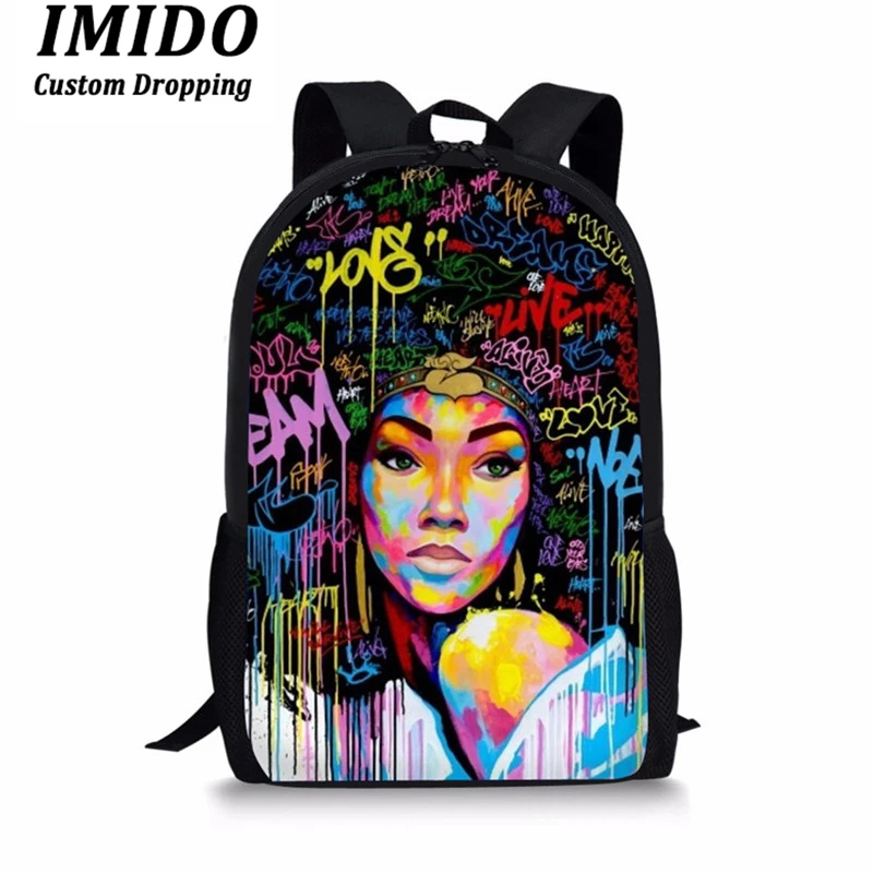 IMIDO, Kawaii, школьные сумки для девочек, абстрактное искусство, африканские, американские женские школьные сумки для начальной школы, школьные сумки, Mochila Mujer - Цвет: 6573C