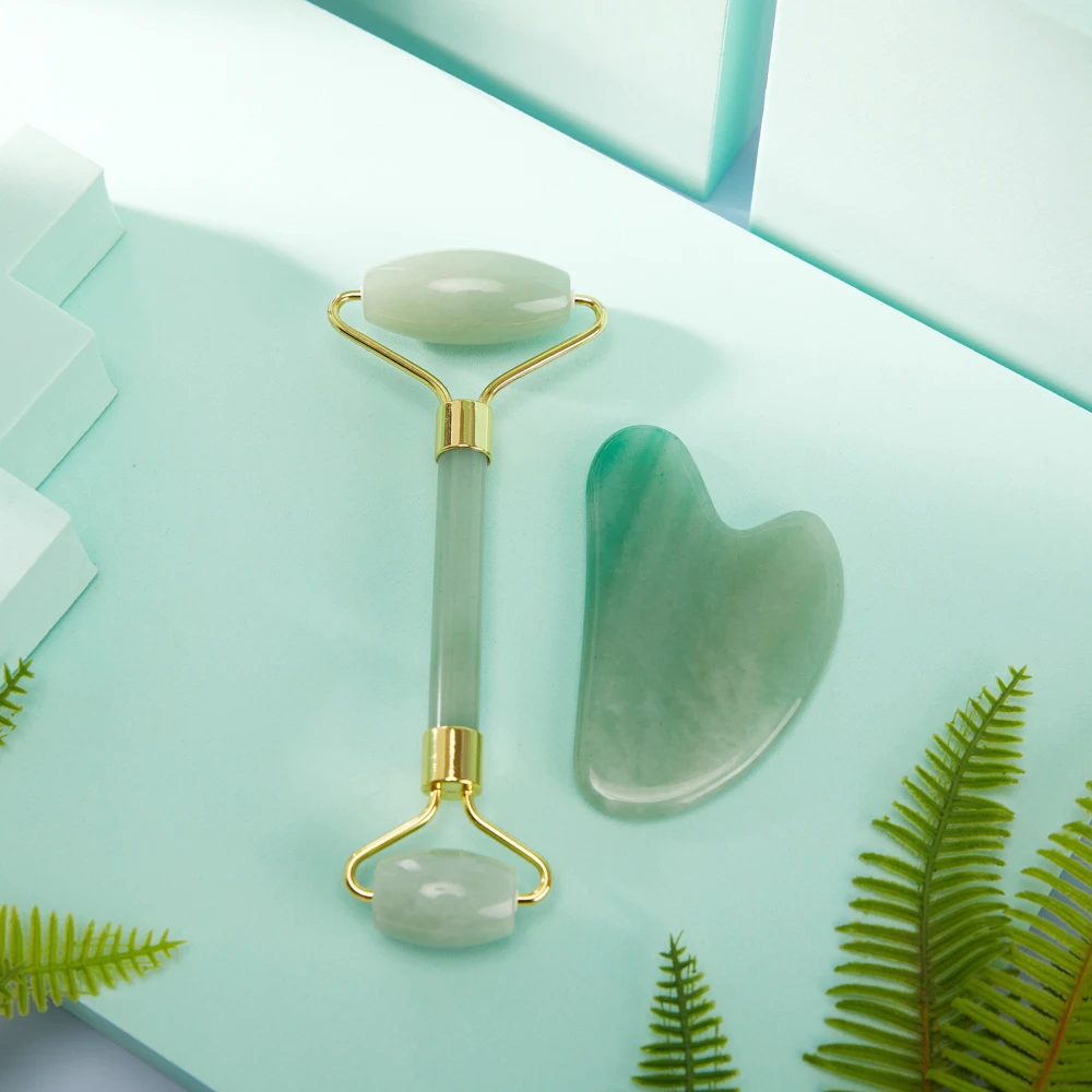 Natural Jade Roller Gua Sha Set Facial Body Slimming Massager for Face Jade Stone Anti-Wrinkle Face Lifting Skin Care Tool Set