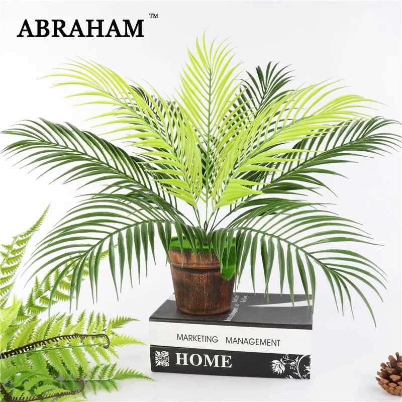 

50cm 9 Fork Big Fake Palm Tree Leaf Tropical Artificial Plant Bouquet Real Touch Palm Leaves For Hawaii Party Autumn Home Decor