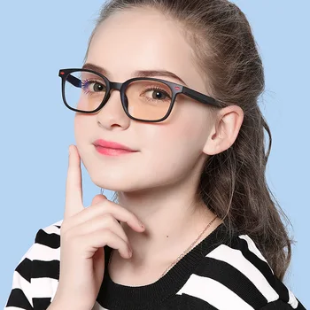

2021 Blue Light Blocking Glasses Kids Fashion Flexible TR90 Frame Plain Computer Gaming Glasses Children Eyewear Girls WD5104