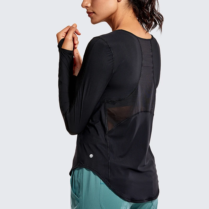 

CRZ YOGA Women's Long Sleeve Workout Shirts for Women Light and Stretch Sports Shirt Mesh Back