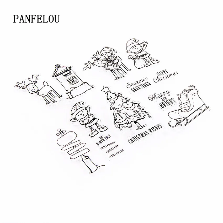 PANFELOU 17x15 см прозрачные силиконовые резиновые штампы с изображением оленей и эльфов для скрапбукинга/DIY на Рождество и свадьбу
