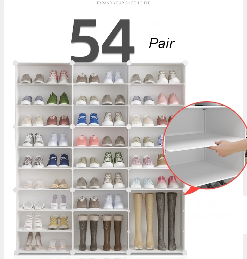 6-12 Tier Shoe Rack Sneakers Storage Cube Organzie Modular DIY Large Capacity 24-96 Pairs Shoe Tower Dustproof Boot Cabinet