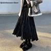 2022 Autumn Winter Wrinkled Black Pleated Skirt Women Korean Style Casual High Waisted A-Line Long Skirts Midi falda plisada ► Photo 2/6