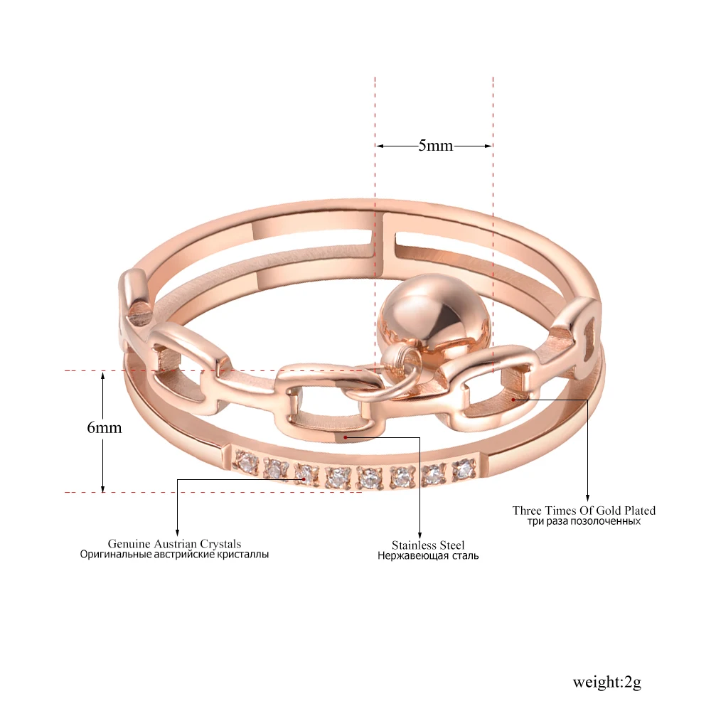Lokaer цепочка геометрического стиля из нержавеющей стали и кольцо для Бала модная мозаика CZ Кристалл розовое золото кольца на годовщину ювелирные изделия для женщин R19092