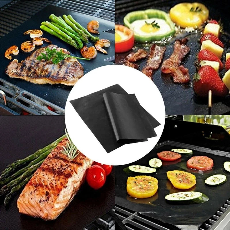 Non-stick BBQ Grill Mat Meat Pie Barbecue Plate Baking Liners Reusable Coating Cooking Sheets Cooking Tool Cleaning BBQ Mats